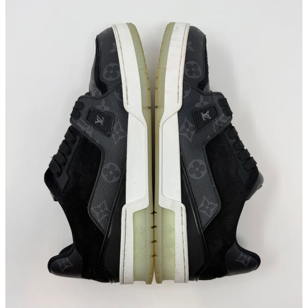 Louis Vuitton Trainer Sneaker Black Monogram Size 9 US 8 LV - Picture 3 of 10